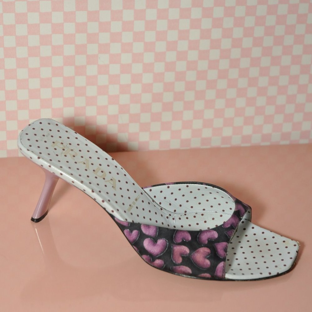 Y2K Prada Purple Heart Sandals (36)